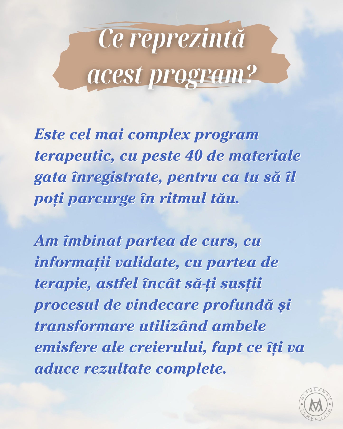 Renașterea: Enciclopedia vindecării - Program terapeutic